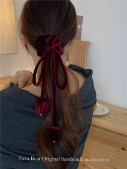Fashion Tulip Design Sensation Retro Suede Gold Velvet Ribbon Headrope Hair Loop Leather Band Headrope Hair Accessories