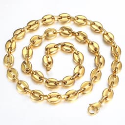 Coffee Beans Link Chain 7/9/11MM Necklace Gold Color Silver Color Stainless Steel Men Women Geometric Rope Jewelry Wholesale