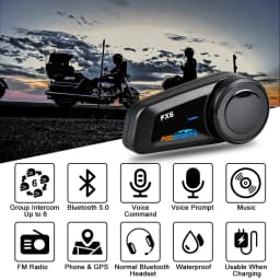 2pcs Fodsports FX6 Helmet Intercom Motorcycle Helmet Bluetooth Headset Interphone,6 Riders,1000m