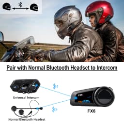 2pcs Fodsports FX6 Helmet Intercom Motorcycle Helmet Bluetooth Headset Interphone,6 Riders,1000m