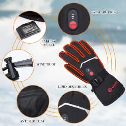 Savior Heat Battery Heated Motorcycle Gloves Goat Skin Leather 3 Shift Temperature Control Waterproof Electric Heated Gloves
