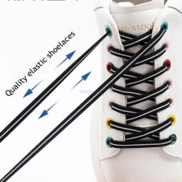 Flat No Tie Shoe laces Black White Shoelaces for Sneakers Elastic Laces without ties Kids Adult Quick lace for Shoes Rubber Band