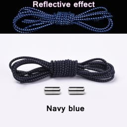 1Pair New Reflective Elastic Shoelaces Metal Tip Shoelace Round No Tie Shoelaces Convenient Quick Lock Laces Unisex Shoe Laces