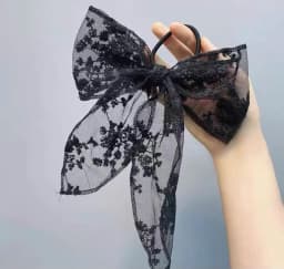 Summer Vacation Lace Hair Clip Black White Bow Knot Hair Barrettes For Women Ponytail Elegant Hairclip With Mesh Bow