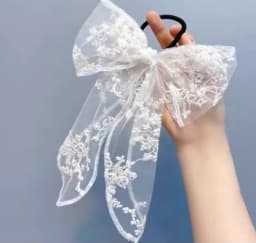 Summer Vacation Lace Hair Clip Black White Bow Knot Hair Barrettes For Women Ponytail Elegant Hairclip With Mesh Bow