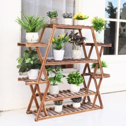 8 Tier Tall Large Capacity Wood Plant Stand Steady Flower Shelves for Patio Porch Balcony