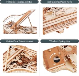 Robotime Magic Piano 3D Puzzles Mechanical 3D Musical Instrument Aesthetic Desk Decor Unique Gift for Men Women AMK81