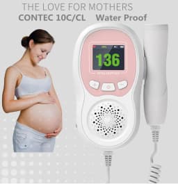 CONTEC Fetal Doppler Heart Beat Monitor Backlight LCD Pink Colour with 2Mhz 3mhz 8Mhz Probe Baby Heart Beat Monitor Probe