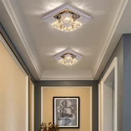 Modern LED Crystal Chandelier Lighting Mirror Rings Ceiling Lamp for Living Room Kitchen Luminaire Home Decor Light Fixture