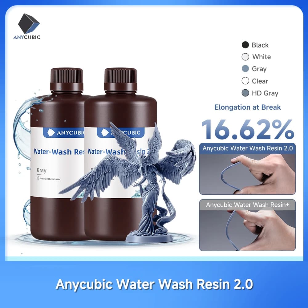 Anycubic Water-Wash Resin 3D Printers Resin Water-Washable 365-405nm for LCD DLP Photon M3 Plus Max 7K mono 6K Printing
