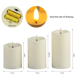 Pack of 3 Remote Control New Year Candles,Timed Flameless LED Candle Light Valentine's Day Party Home Decor Easter Candle