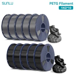 SUNLU PETG 1KG 3D Filament 1.75MM No Bubble 10 Rolls No Bubble Eco-Friendly No Knots Good Toughness Excellent Acid Alkali