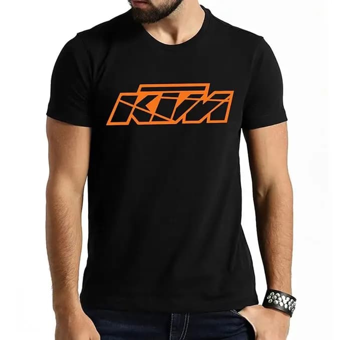 KTM Racing Men's T-shirt, Motorcycle Fan Short-Sleeve Summer Casual Breathable Pure Cotton T-shirt