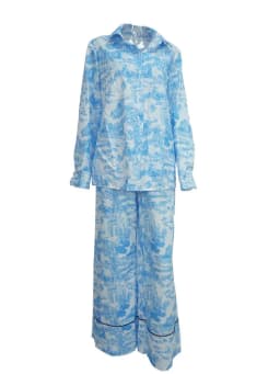 Fashion Vintage Pattern Printed Outfits Lapel Collar Shirt Long Pant Suit Spring Summer Causal Long Sleeve Loose Pant Sets