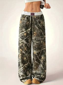Ladies' Casual Camouflage Printed Wide-Leg Pants Are Comfortable to Wear and Suitable for Daily Travel