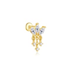 CANNER 925 Sterling Silver Hollow Lotus Flower Crown Flat Back Internal Thread Piercing Earring For Women INS Dainty Luxury