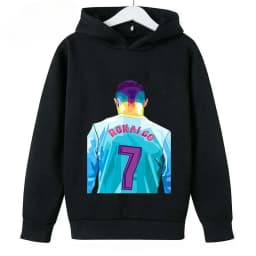 Spring Autumn Casual Children's Hoodie Sports Sweatshirt for Boys and Girls Ronaldo Printed 2-14 Years Fashion Kids Pullover Top