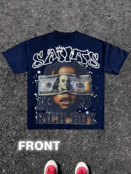Trendy Men's Summer Gothic Wealth Cartoon Letter Printed Comfortable Breathable Round Neck T-shirt Outdoor Street Top