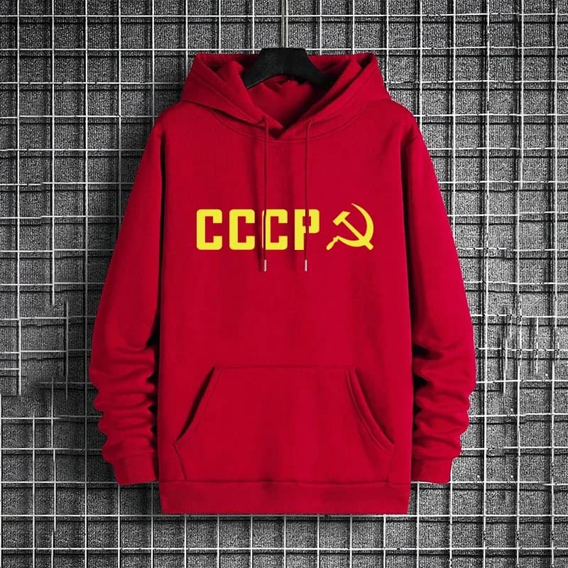 CCCP Hoodie for Men High Grade Pure Color Hooded Long Sleeve Sweatshirt Male Home Outdoor Daily Casual Sports Versatile Pullover