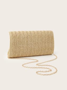 Women's Woven Clutch Bag, Beige, Solid Color, Summer, Holiday, Beach, Vacation Essential, Vacation Season, Versatile Business Commuter Women's Crossbody Bag, Casual, Simple, Beach