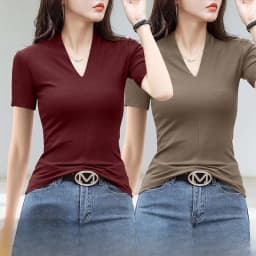 V Neck Short Sleeve Tee Women Hot Girl Fashion Slim Fit Soft Casual Short Sleeve Tops Streetwear Style for Daily Summer Outfits