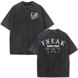 Korn Tour 2026 Merch Vintage Washed T Shirt Fan Gifts Metal Gothic Rock Band T Shirts Men Casual Oversized Short Sleeve T-shirt