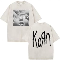 Korn Tour 2026 Merch Vintage Washed T Shirt Fan Gifts Metal Gothic Rock Band T Shirts Men Casual Oversized Short Sleeve T-shirt