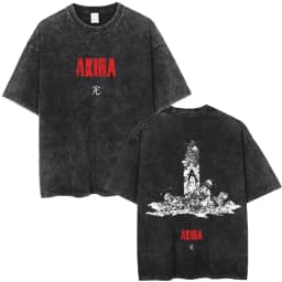 Washed Vintage Anime Akira T Shirts Japanese Science Fiction Cartoon Movie Shima Tetsuo T-shirt Men 90s Manga Oversized T-shirts