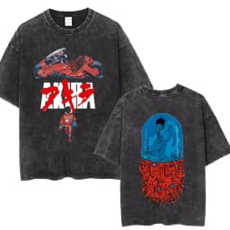 Washed Vintage Anime Akira T Shirts Japanese Science Fiction Cartoon Movie Shima Tetsuo T-shirt Men 90s Manga Oversized T-shirts