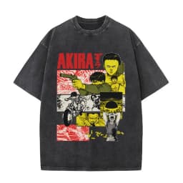 Washed Vintage Anime Akira T Shirts Japanese Science Fiction Cartoon Movie Shima Tetsuo T-shirt Men 90s Manga Oversized T-shirts