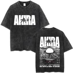 Washed Vintage Anime Akira T Shirts Japanese Science Fiction Cartoon Movie Shima Tetsuo T-shirt Men 90s Manga Oversized T-shirts