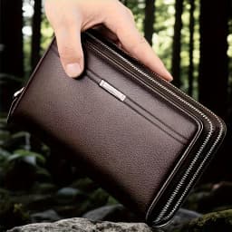 New Multifunctional Long Wallet, Leather Zipper Wallet, Men's Simple Design Business Clutch, Phone Bag