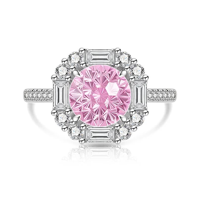 925 Sterling Silver Light Luxury Elegant Dahlia Cut High Carbon Diamond Sugar Cube Ring Women's Jewelry