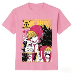 One Piece Donquixote Rosinante Unisex T-shirt 2026 Summer New Popular Anime Printed Casual Men and Women Short Sleeved Top
