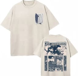 Vintage Washed Anime Attack on Titan T Shirt Levi Ackerman Manga Harajuku T-Shirt Men Women Fashion Casual Cotton Loose T Shirts