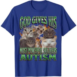 God Gives His Most Powerful Soldiers Autism Cats Graphic Tee Men Casual Cotton Short Sleeve T-Shirt