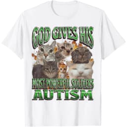 God Gives His Most Powerful Soldiers Autism Cats Graphic Tee Men Casual Cotton Short Sleeve T-Shirt
