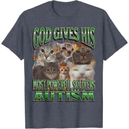 God Gives His Most Powerful Soldiers Autism Cats Graphic Tee Men Casual Cotton Short Sleeve T-Shirt