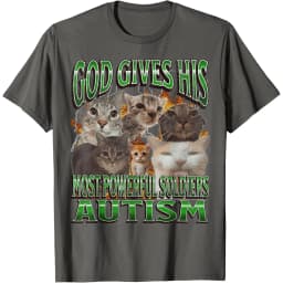God Gives His Most Powerful Soldiers Autism Cats Graphic Tee Men Casual Cotton Short Sleeve T-Shirt