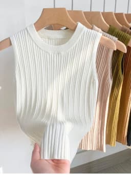 2026 Women Top Korea Knitted Vests O-neck Solid Tank Blusas Y2K Summer Fashion Female Sleeveless Casual Thin Tops