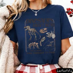 Dinosaurs Didn't Read Women T-Shirt Casual Short Sleeve Summer Gift for Her Cotton Fashion Tops Dinosaur Fossil Printed Design.