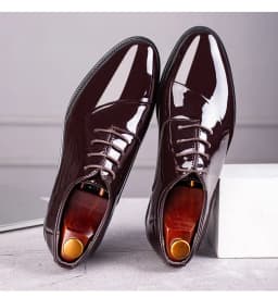 Italian Oxford Shoes for Men Luxury Patent Leather Wedding Shoes Pointed Toe Dress Shoes Classic Plus Size 38-48