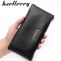 Baellerry Men's Long Business Wallet Genuine Leather Money Handbag Card Holder Mobile Phone Case - Gift for Father Son Husband