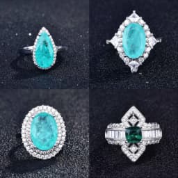 Luxurious Geometric-Shaped Paraiba Tourmaline Gemstone Ring for Ladies Micro-Set Diamond Silver Version Jewelry