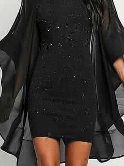 2026 casual and comfortable women's round neck long sleeved hollow out dress short skirt - sequin slim fit design