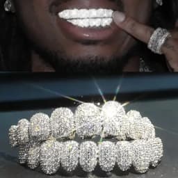 Iced Out Teeth Grillz 10 Top 10 Bottom 5A CZ Stones 14K Gold Plated Zircon Tooth Caps Rapper Mouth Jewelry