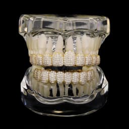 Iced Out Teeth Grillz 10 Top 10 Bottom 5A CZ Stones 14K Gold Plated Zircon Tooth Caps Rapper Mouth Jewelry