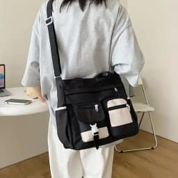 Stylish Nylon Tote Bags 5 Soft Hues Shoulder Crossbody Bag Spacious Design with Multiple Pockets Ideal for Student Work Travel