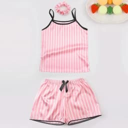Kids Silk Like Striped Pajama Set 7 Piece Homewear All Season Wear Comfortable Sleepwear Outfit Girl Clothes