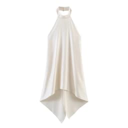 Women's Satin Halter Top Spring Summer Sexy Backless Hanging Neck Asymmetry Hem Women's Camisole High Street Female Chic Top
